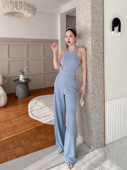 SIRINNN Sleeveless Long Cross Lace BackJumpsuits